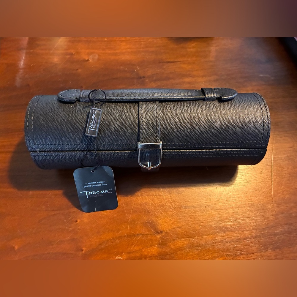 Black Leather Travel Jewellery Case